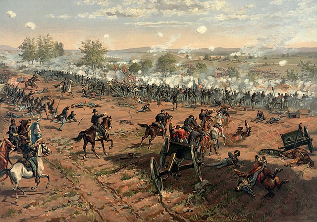 Painting depicting The Battle of Gettysburg by Thure de Thulstrup