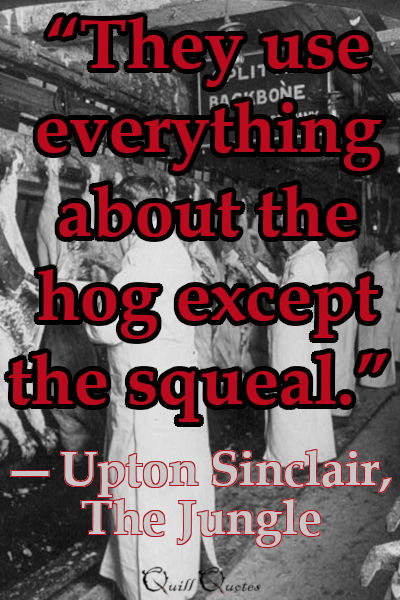 "They use everything about the hog except the squeal." -Upton Sinclair, The Jungle