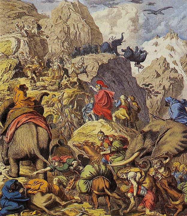 "Hannibal's Famous Crossing of the Alps" painting by Heinrich Leutemann