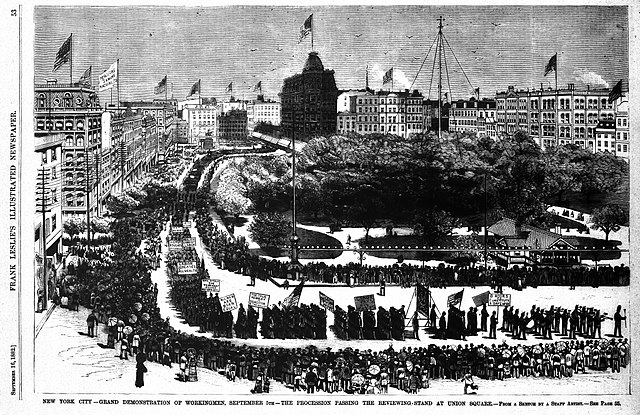Illustration of the first American Labor Day parade