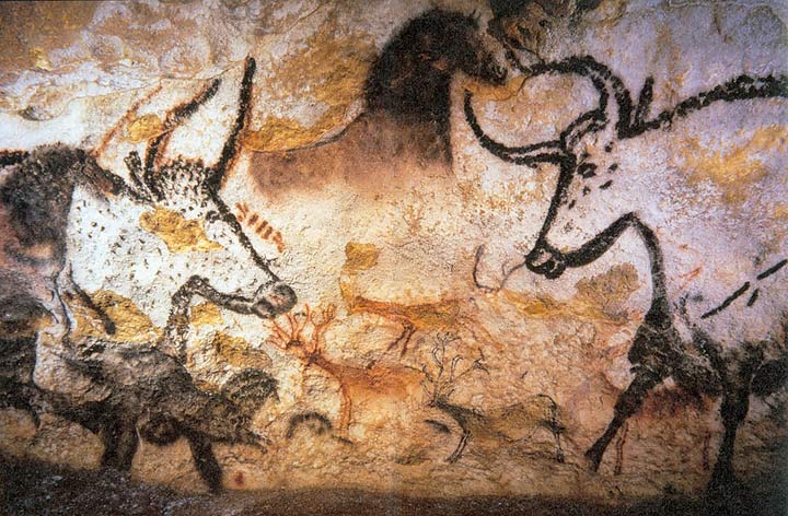 "Aurochs, Horses and Deer", Lascaux animal painting