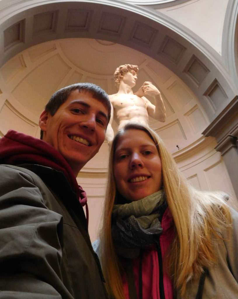 Kevin and Brooke with the Statue of David