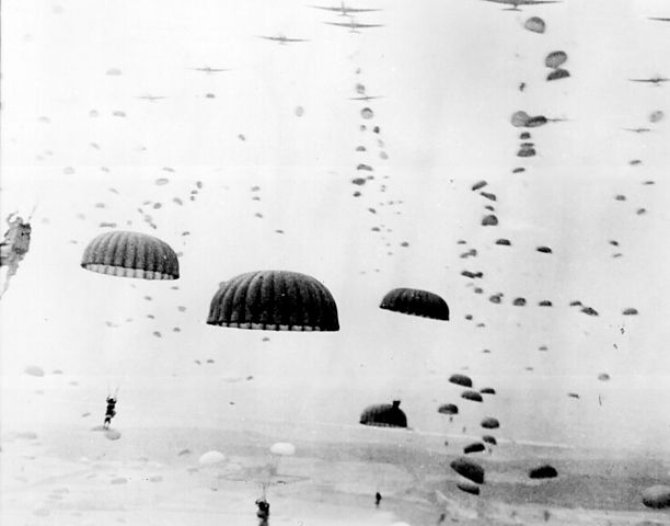 Photo of paratroops landing in Holland