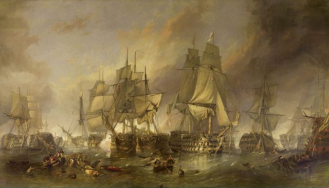 "The Battle of Trafalgar" painting by Clarkson Frederick Stanfield