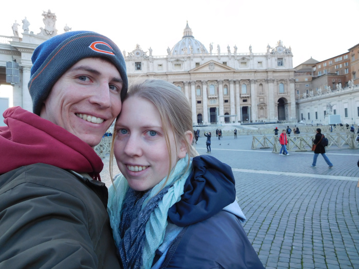 Photo of Brooke and I in front of St. Peter's Basilica