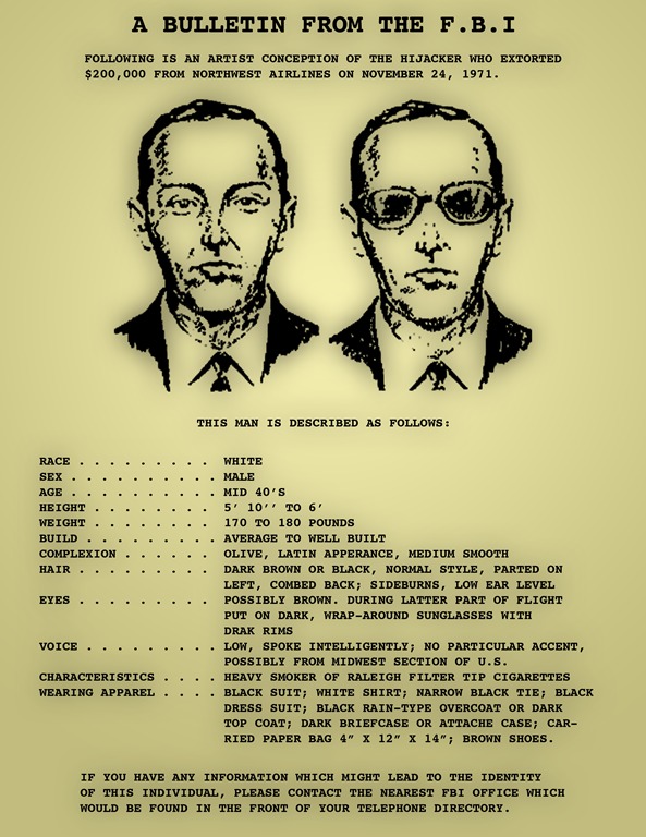 FBI wanted poster for D. B. Cooper