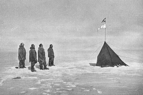 Photo of Amundsen's expedition at the South Pole