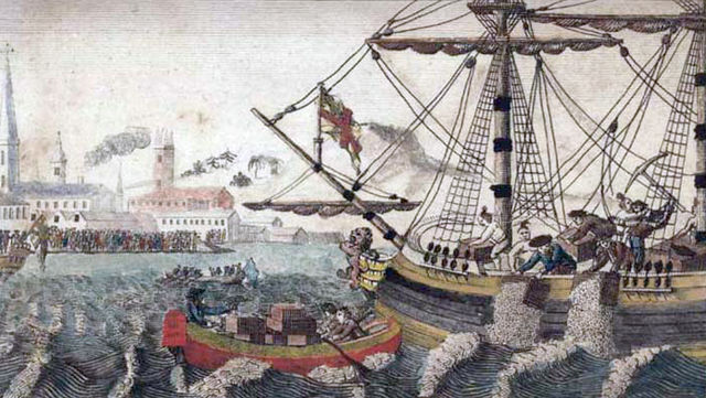 "Boston Tea Party" engraving by W.D. Cooper