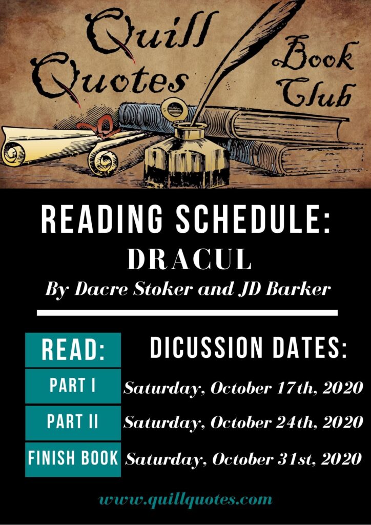Quill Quotes Book Club: Dracul by Dacre & JD Barker with reading schedule