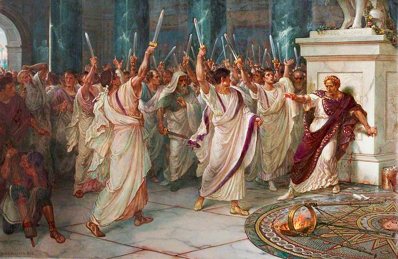 The painting "The Assassination of Julius Caesar" by William Holmes Sullivan