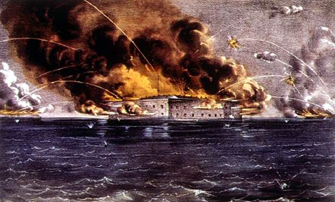 "Bombardment of Fort Sumter" painting by Currier & Ives