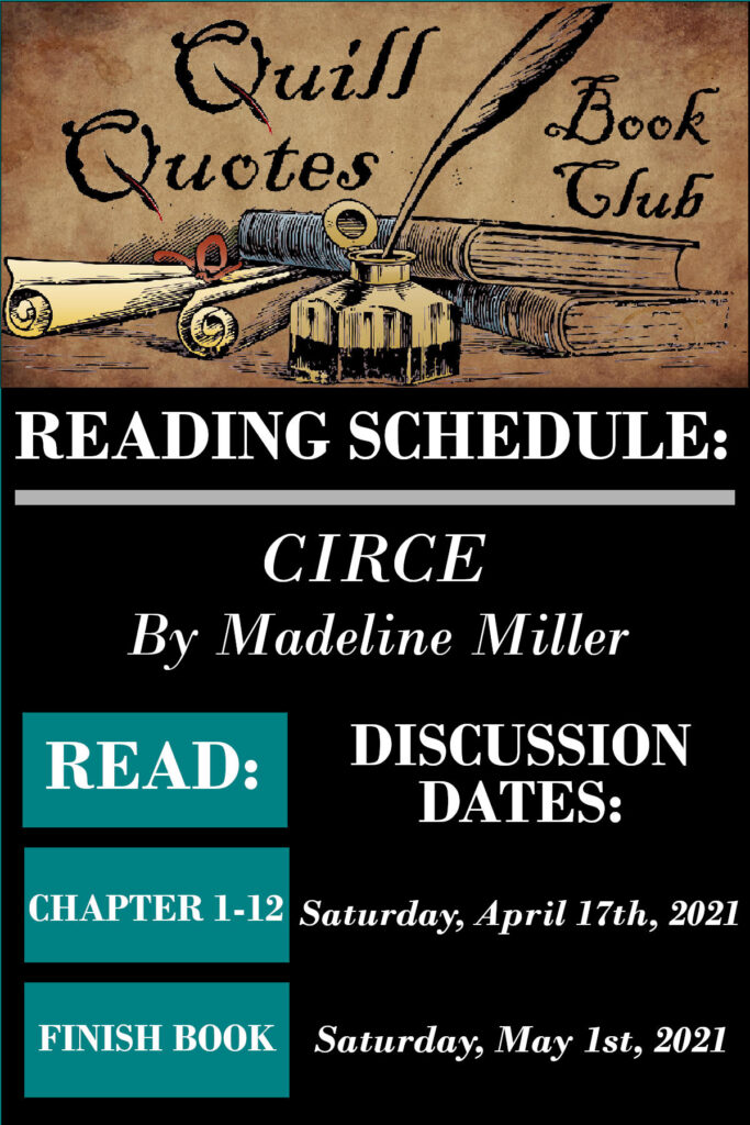 Quill Quotes Book Club Circe by Madeline Miller Genre: Mythology