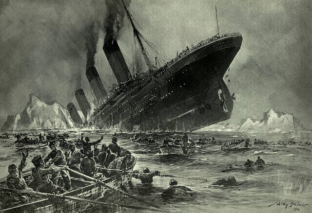 "Der Untergang der Titanic" sketch by Willy Stöwer